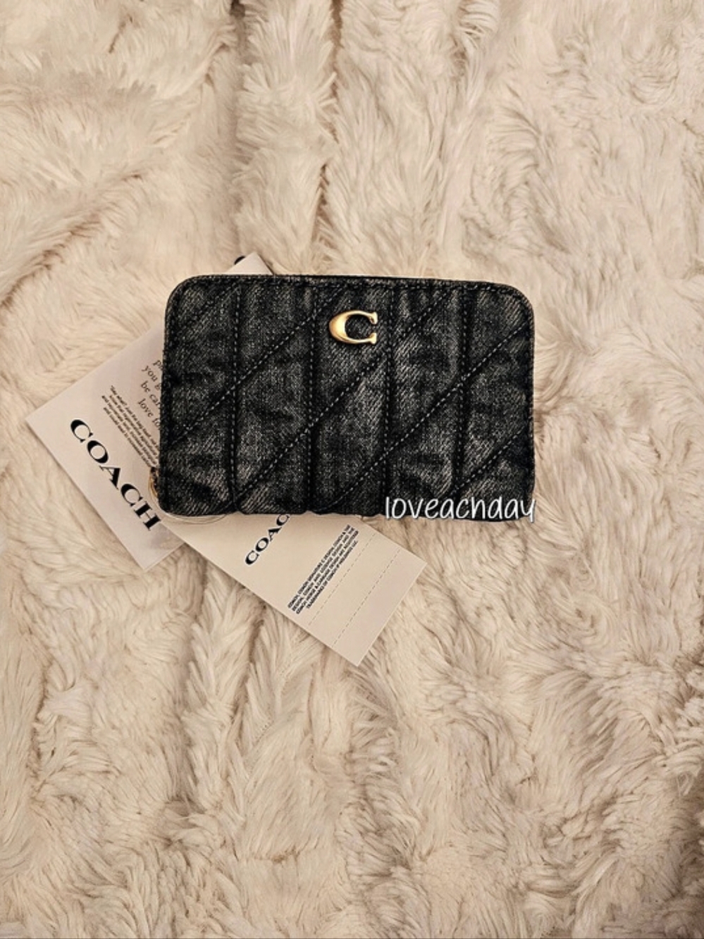 Coach☆Small Zip Around Card Case In Dark Indigo- NWT